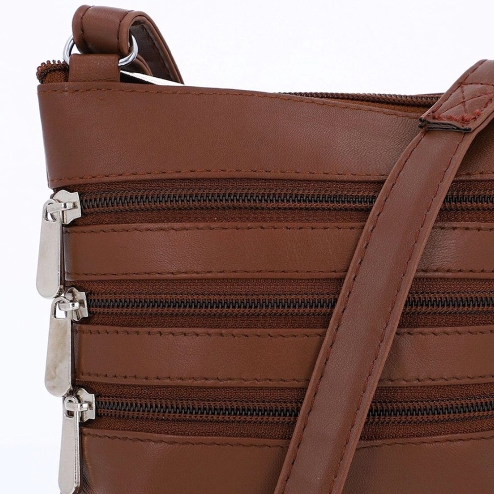 NEWAGE Crossbody Leather Sling Bag Brown - Picture 4 of 6